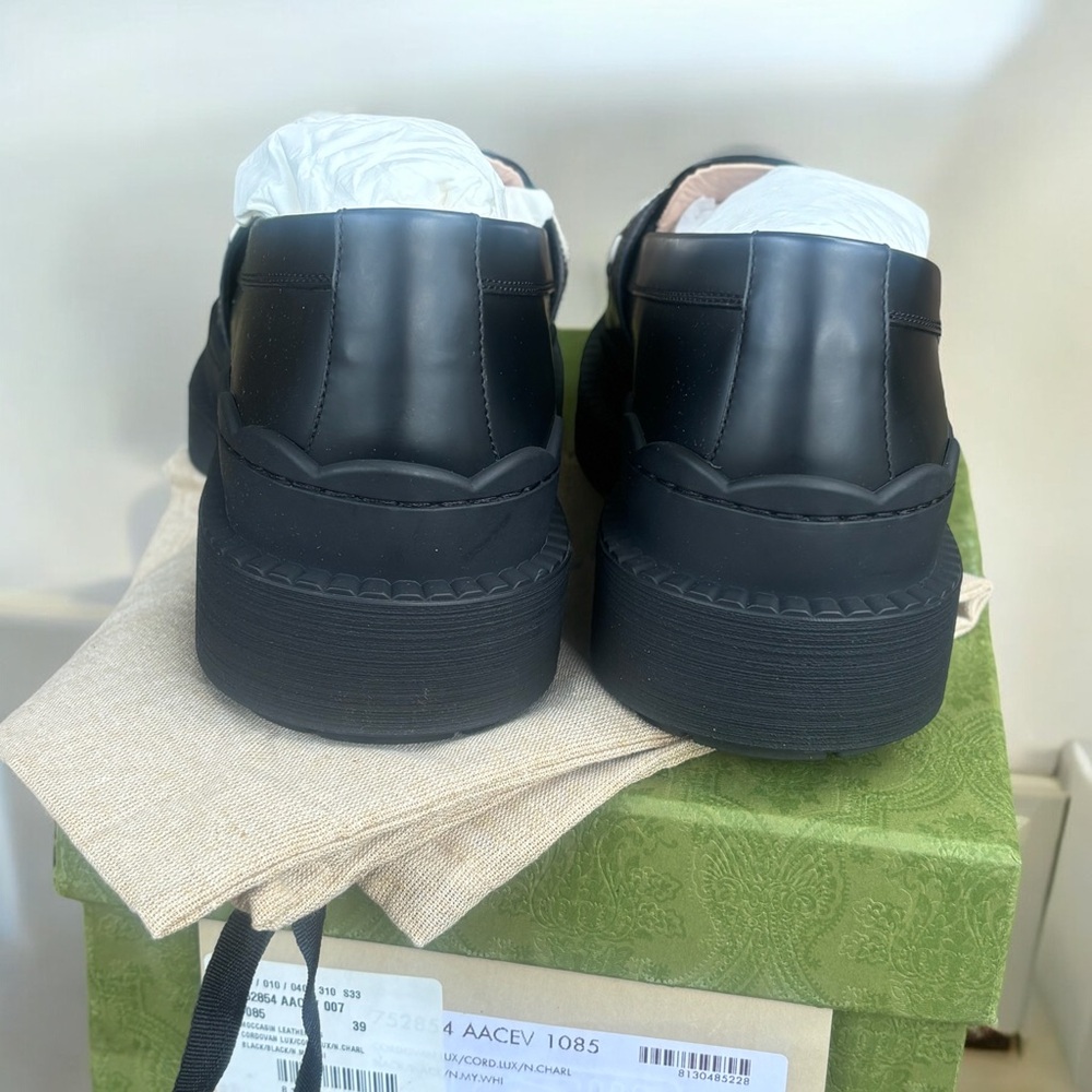 Gucci Logo Platform Leather Loafers Size 39 - Picture 5 of 9